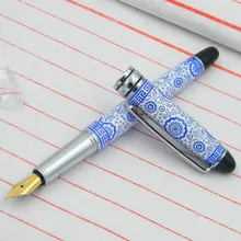 Студенческая синяя и белая фарфоровая живопись металлическая средняя М Перьевая ручка