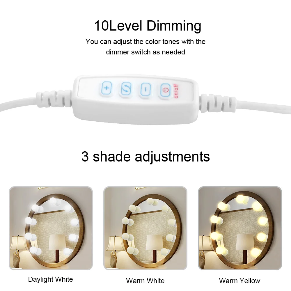 2 типа косметический зеркальный светильник косметический 10 светодиодный светильник набор лампочек USB порт косметическое зеркало для макияжа зеркальные лампы djustable яркость
