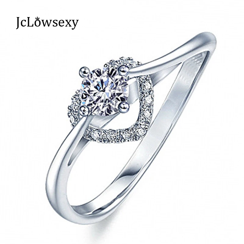 Authentic 925 Sterling Silver CZ Crystal Heart Adjustable Ring For Women Anillo Bijoux Femme Jewelry Wedding Gift | Украшения и