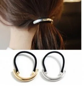 

2018 new fashion personality alloy semi-circular hair band hoop cuffs ponytail elastic hair metal jewelry rope Bijoux Cheveux