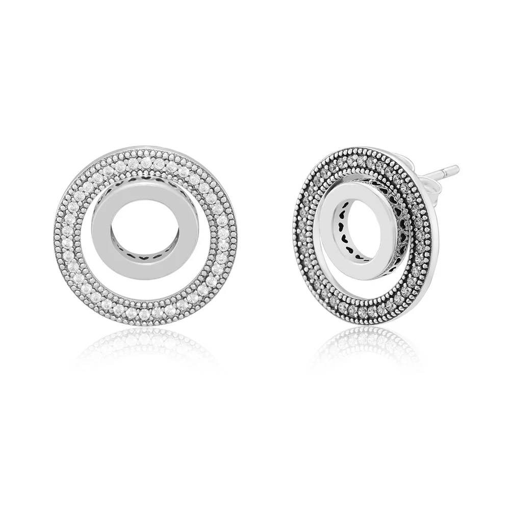 

CKK 925 Sterling Silver Forever Signature Stud Earrings For Women Original Jewelry Making Anniversary Gift