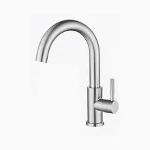 Torneira da bacia do banheiro único punho escovado ganso de aço inoxidável água fria torneira banheiro cucina baralho pia