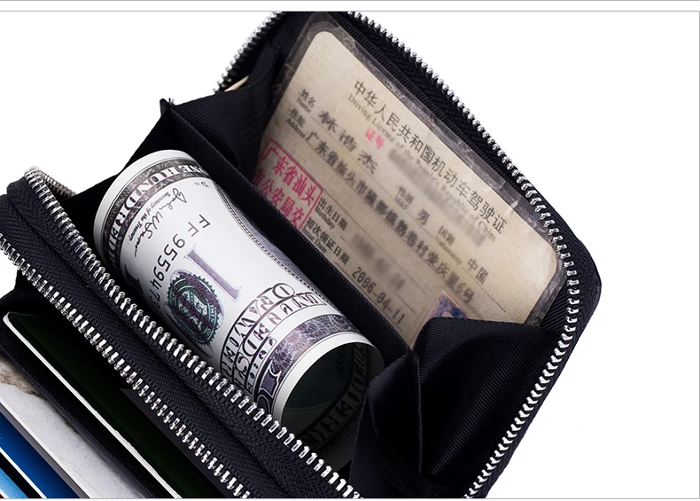 Lomelobo Lady Alligator Card Wallet Genuine Leather Girls Dual Zipper Coin Purse Women Card Holder Female Credit ID Cards Wallets HCL3257 Details (06)