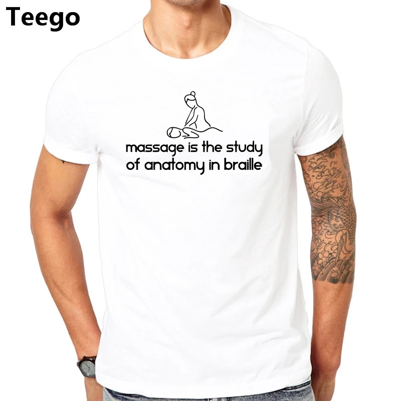 2017 New Unisex T-shirt Short Sleeve Cotton Tee Shirts Man Clothing Massage Is The Study of Anatomy cool T shirt | Мужская одежда