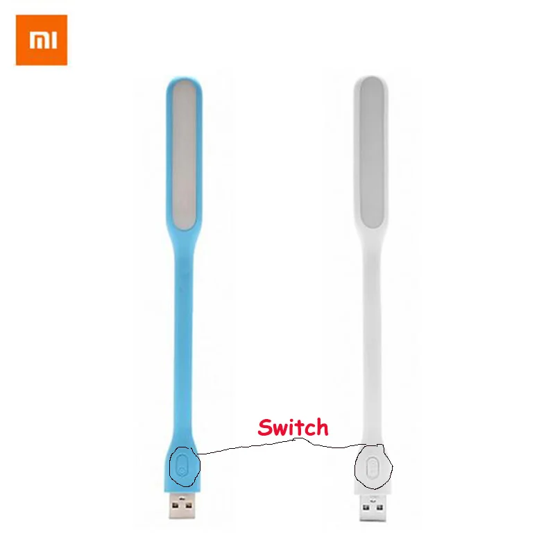 С переключателем Xiaomi USB светильник Светодиодная лампа Xiaomi с USB док-станция для Мощность банк/промышленный компьютер 5V 1,2 W Портативный энергосберегающий светодиодный светильник