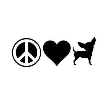 

17.8*6.4CM Peace Love Chihuahua Animal Car Sticker Decal Creative Window Decorative Accessories C6-1435