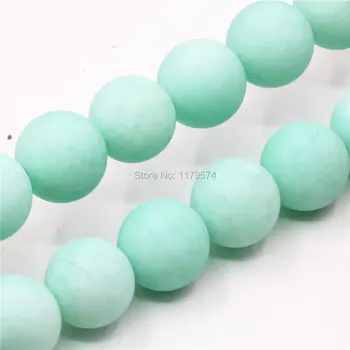 

4mm 6mm 8m 10mm 12mm 14mm Blue Natural Amazonite Matting Chalcedony Loose Beads Stone Round Diy Jewelry Making Women Gifts