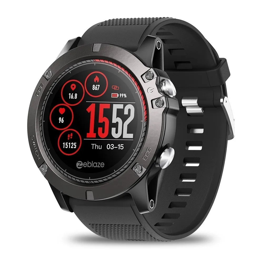 Zeblaze наручные часы Vibe 3 ЭКГ Смарт-часы 33-месяц в режиме ожидания 24h всепогодный мониторинг Смарт-часы для Ios и Android - Цвет: Black