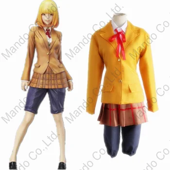

Anime Prison School kurihara mari Cosplay Costumes women dress Halloween School girl uniform suit top + skirt + shorts 4pcs set