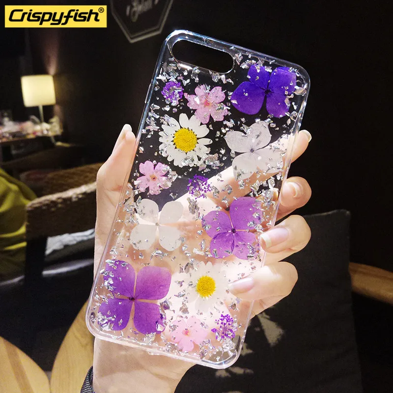 

Crispyfish Gradient Transparent Floral Soft TPU Silicone Case For iPhone 7 8 Plus Flower Cover For iphone 6 6s X XR XS MAX