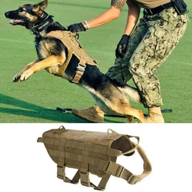 Tactical Dog Vest Harness Military Molle Army Green Harness For Small Medium Large Dogs Patrol Training Size S M L XL