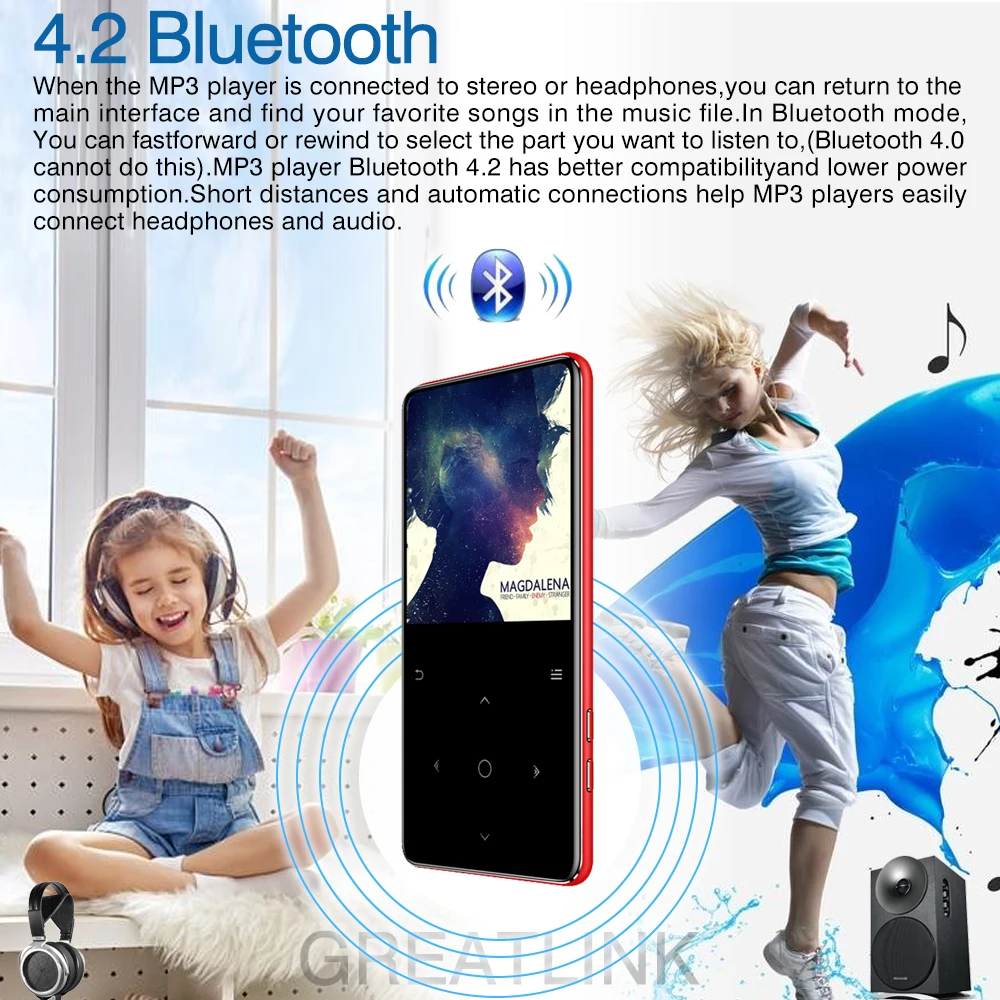 MP4 плеер Bluetooth 4 2 с динамиком наушники электронная книга FM радио видео Музыка HiFi