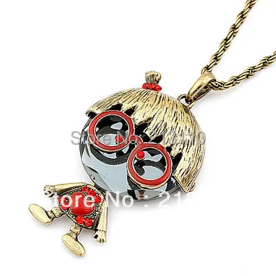 

Fashion Korean Vintage Child Pendant Long Clothes Necklace Jewelry For Women