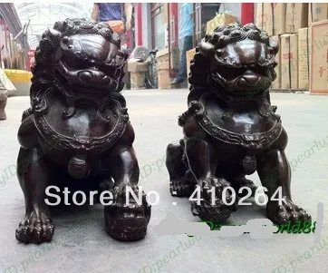 

Duad Collection Door fengshui Archaic Bronze Guardion Lion Dogs Old Statues 20cm discount 30%