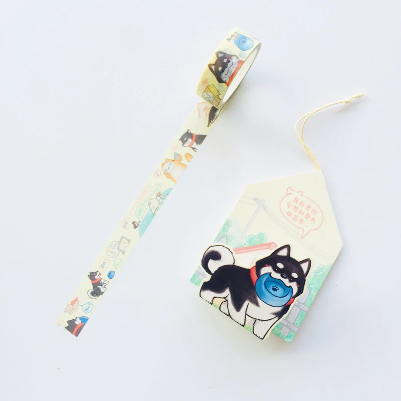 15mm X 5m Kawaii Cats Otter Fox Animals Pendant Decorative Washi Tape DIY Scrapbooking Masking Tape School Office Supply - Color: dog