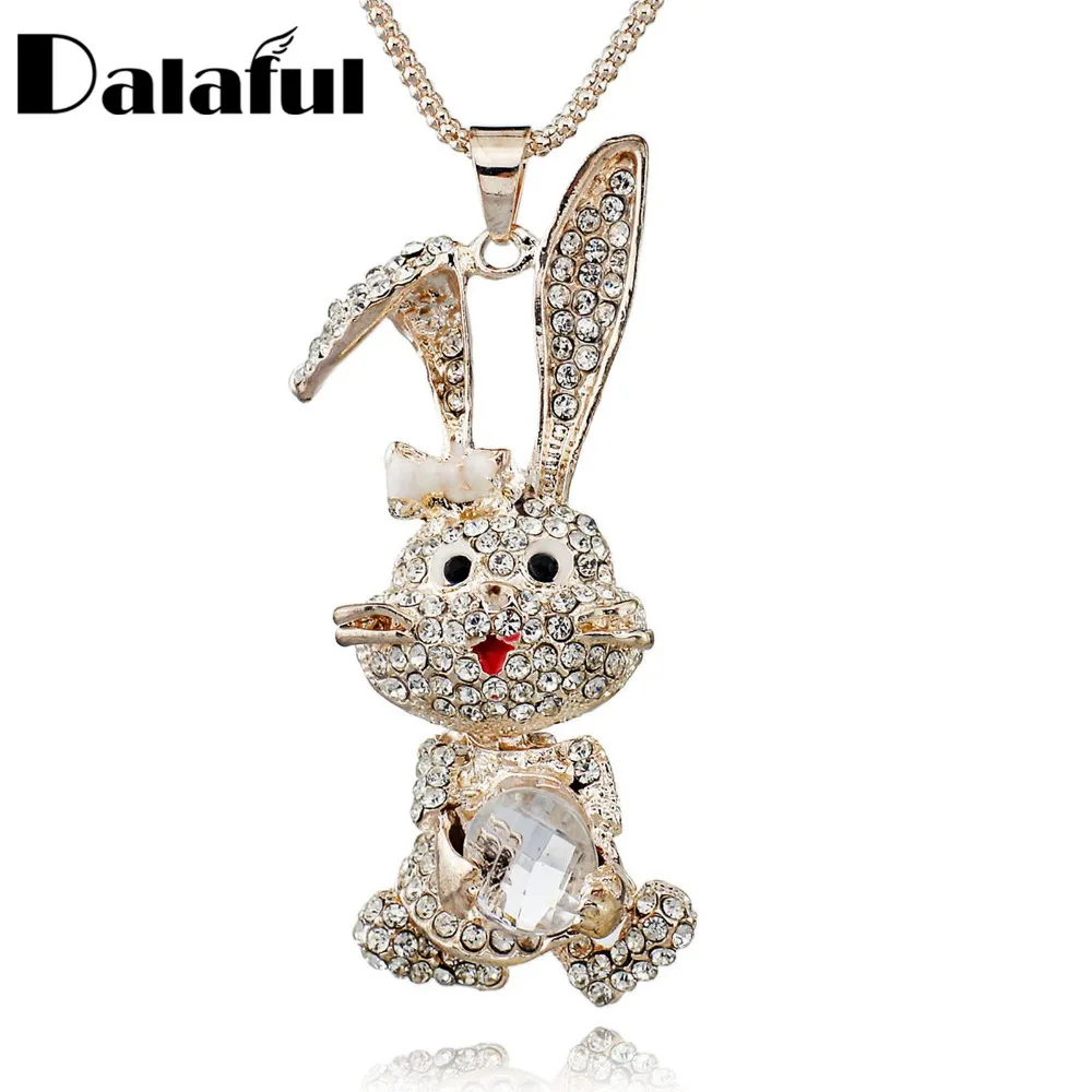 

Pretty Bowknot Rabbit Shining Crystal Long Chain Sweater Necklaces & Pendants Necklace For Women M200