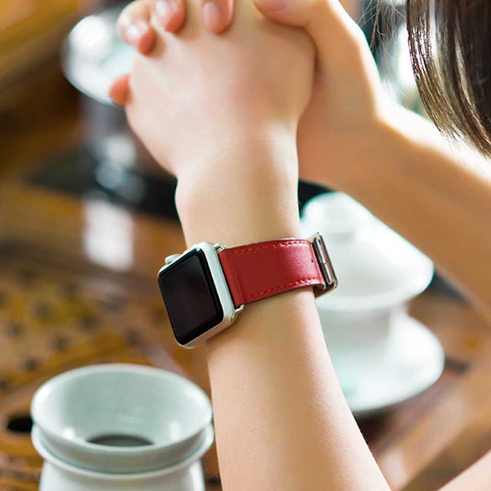 Кожаный ремешок для Apple watch band 44 мм correa apple 42мм 38 40 Iwatch 5 4 3 одиночный Тур pulseira