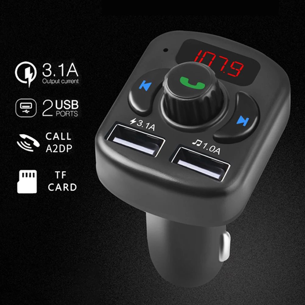 AZiMiYO быстрое USB Автомобильное зарядное устройство для телефона Handsfree fm-передатчик Bluetooth 5,0 автомобильный комплект MP3-плеер двойное автомобильное usb-устройство для зарядки телефона