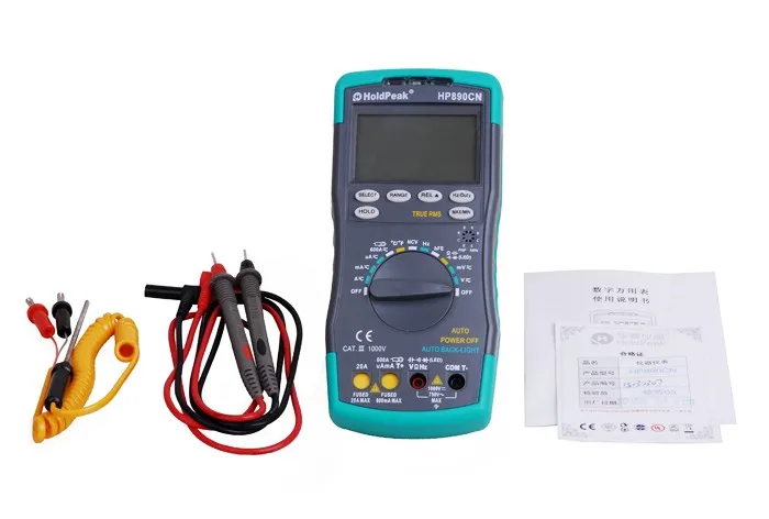 Holdpeak HP890CN AC DC ЖК-дисплей Профессиональный электрический ручной тестер метр Цифровой мультиметр Амперметр мультитестер RU корабль