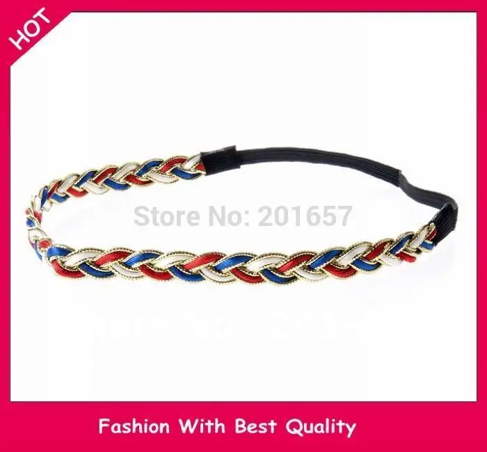 

a Wholesale and Retail fashion PU Leather braid Elastic headband hairband assorted color for party 12pcs/lot