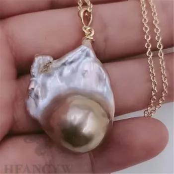 

Fashion color Baroque Pearl gold Chain Necklace 18" personality woman delicate Bead Luxury aurora noble