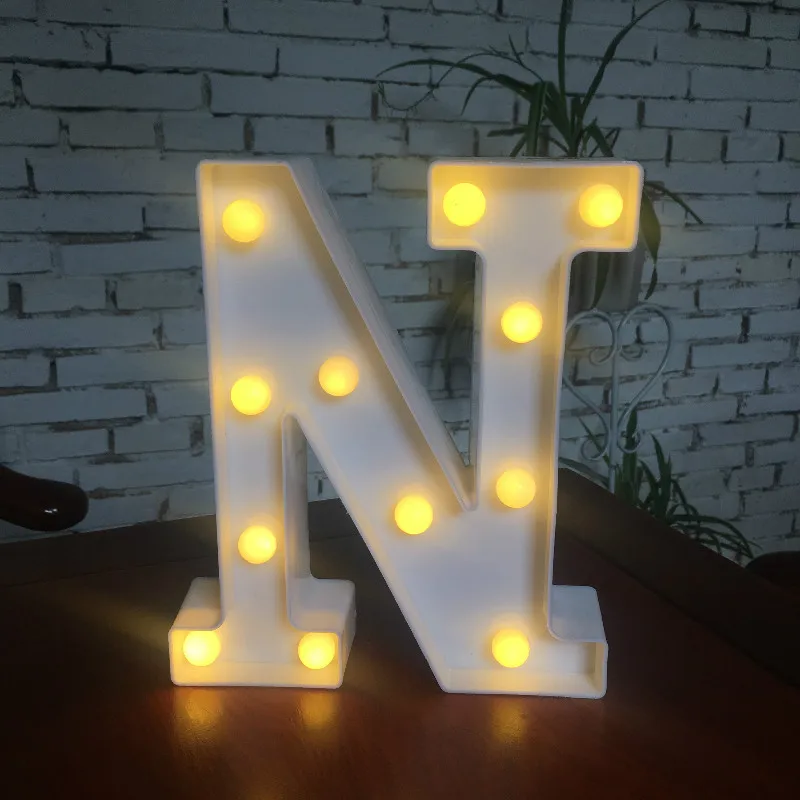 Светящийся Рождественский светодиодный креативный Ночной светильник с буквенным принтом 26 английских букв и цифр, романтическая лампа для украшения дома и свадьбы - Цвет: N
