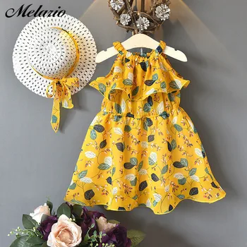 

Melario Summer Girls Dress Bohemian Style Brand Girls Dress Girls Floral Lace Dress with A Hat Splicing Sundress Clothes Dress
