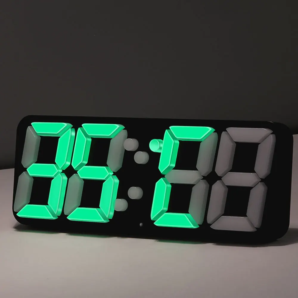 

3D Wireless Remote Digital Wall Alarm Clock, with 115 Color Variations of LED Digital, 3 Levels of Brightness to Adjust, Voice C