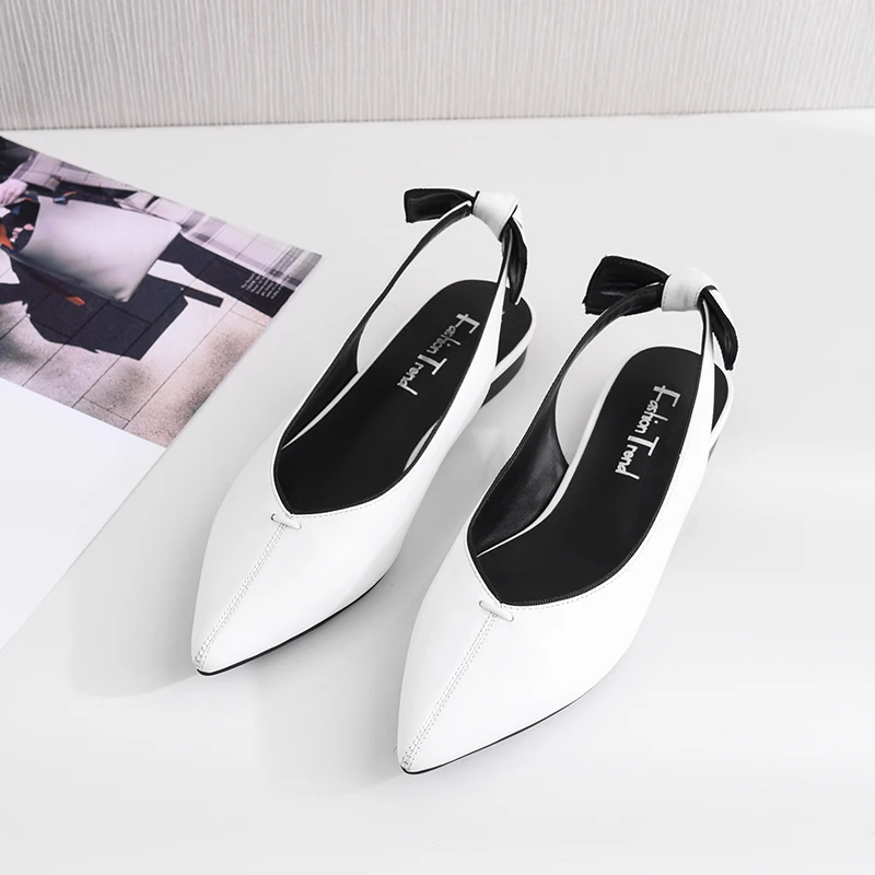 Bride red Cuir De Haute Pointu Black À En Confortable Cravate on Loisirs Marque Bout Designer Vente Arrière Femmes Véritable white Appartements Arc Slip Chaussures Qualité 4qFpXgg