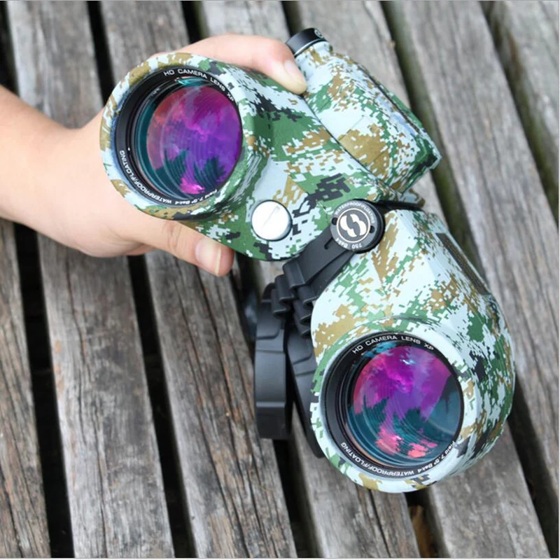 Boshile Powerful Military Binoculars Waterproof Nitrogen High quality 7X50 Rangefinder Binocular hd Big Azimuth Compass 4 Colors