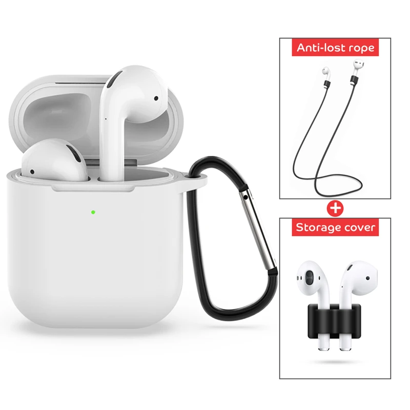 Чехол для наушников для Airpods 2, силиконовый чехол для Air Pods 2, аксессуары, ремень против потери с крючками, Набор держателей, Ультратонкий чехол - Цвет: A02