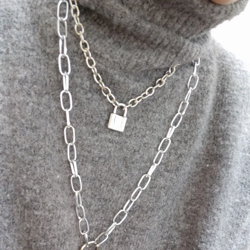 Минималистичное антикоррозионное алюминиевое металлическое ожерелье-цепочка с двумя цепочками для мужчин и женщин унисекс серебряное ожерелье-цепочка