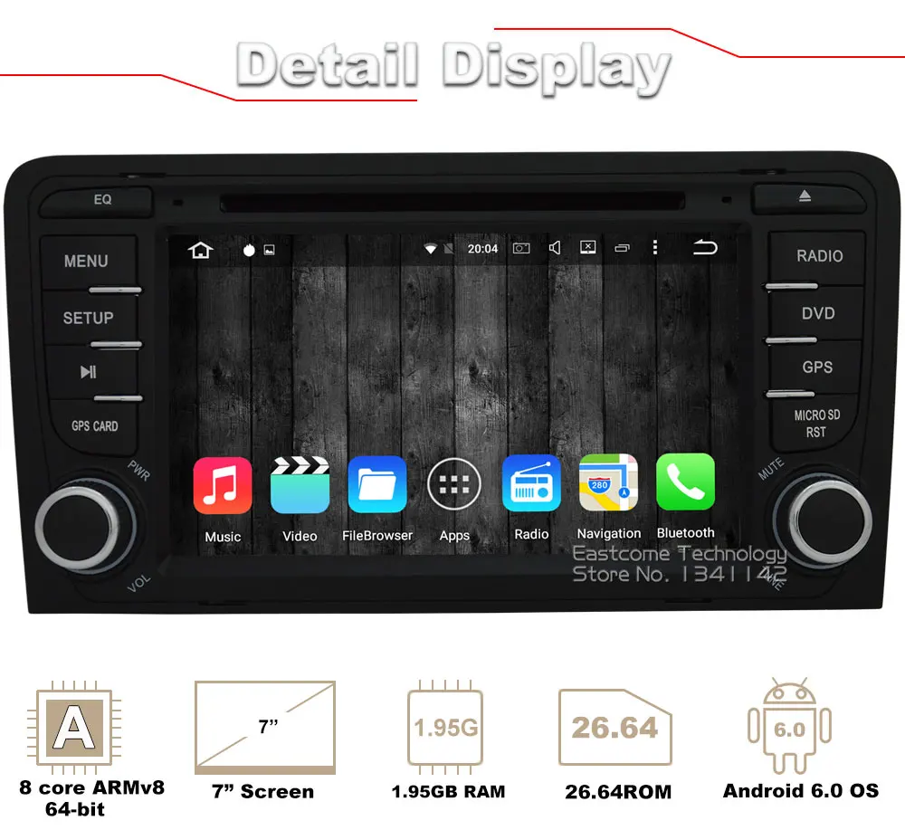 Clearance Pure Android 6.01 Car DVD For AUDI A3 2003 2004 2005 206 2007 2008 2009 2010 2011 R3 RS3 With Octa core GPS Radio Backup Camera 2