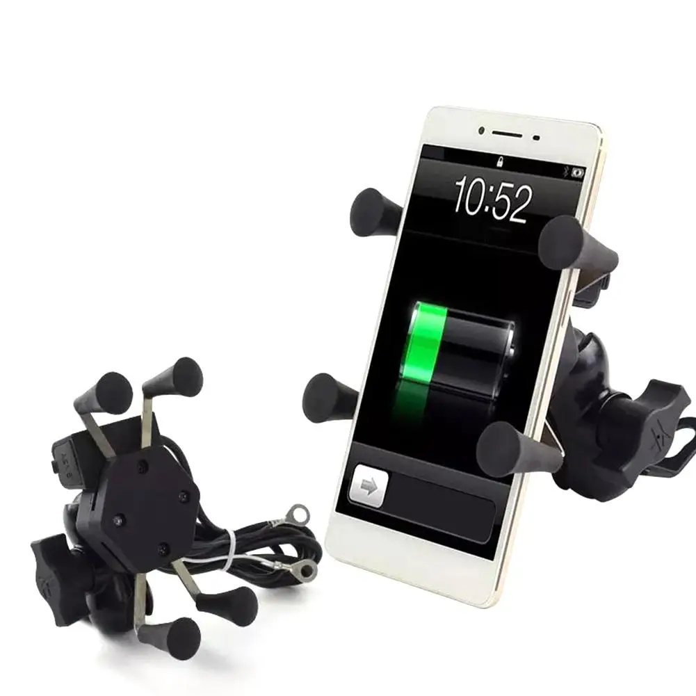 Мотоцикл X тип мобильного телефона металлический держатель с 2A USB зарядное устройство зеркало заднего вида Автомобильный держатель телефона
