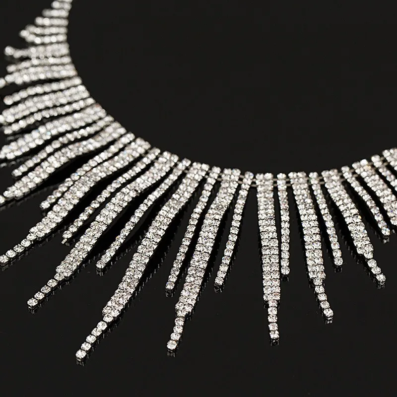 Новинка, Европейское большое роскошное кристаллическое ожерелье, массивное ожерелье с драгоценными камнями, колье, ожерелье для невесты# N118