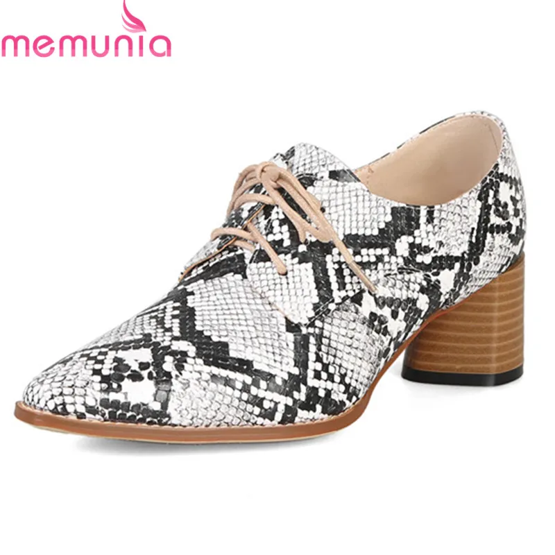 

MEMUNIA 2019 new arrival women pumps pointed toe spring summer single shoes lace up square heels women office shoes big size 44