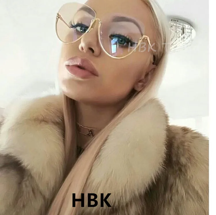 Уникальные градиентные старинные очки прозрачные женские без оправы большие