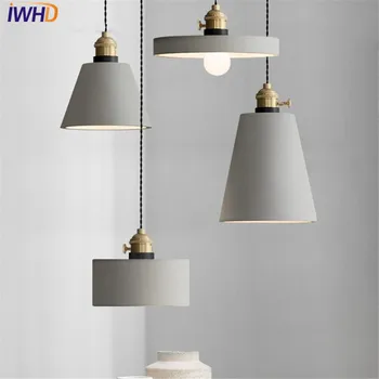 

Nordic Industrial Wind Cement Droplight LED Vintage Pendant Light Fixtures Loft Style Iron Hanging Lamp For Indoor Lighting