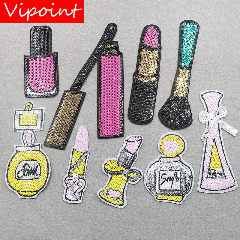 

VIPOINT embroidery sequins nail polish patches lipstick patches badges applique patches for clothing XW-20
