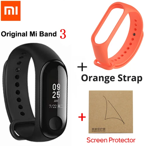 Xiaomi mi Band 2/mi band 3 с oled-дисплеем сенсорной панелью смарт-Пульс фитнес-bluetooth-браслет - Цвет: Orange and Film