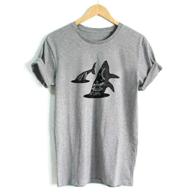Женская футболка с коротким рукавом Camiseta Mujer повседневная серая принтом в