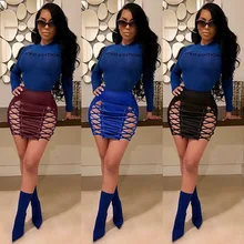 Модные женские бандаж из ПУ искусственной кожи с высокой талией и шнуровкой, Клубная короткая мини-юбка, 3 цвета, Сексуальные облегающие Клубные юбки-карандаш