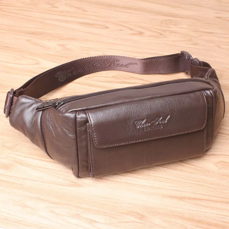 Genuine Leather Small Messenger Shoulder Crossbody Bags for Men Waist Belt Bag Male Fanny Pack ...