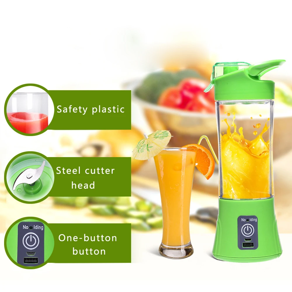 Blender Mixer 380ml Plastic Charging Juicer Extractor Blender Mode Machine Smoothie Maker Household Small Juice Extractor