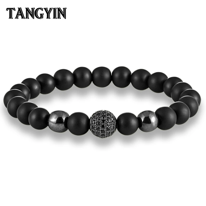 

2018 Charm Men Bracelet Homme Femme Black Scrub Volcano Natural Stone Beads Gold Ball Beaded Bracelets For Men And Women Jewelry
