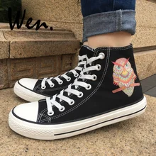 Вэнь парусиновая обувь Orna Мужская Таль Сова этнический стиль Мужские Женские высокие черные плимсоллы на шнуровке Кроссовки Рождественский подарок на день рождения