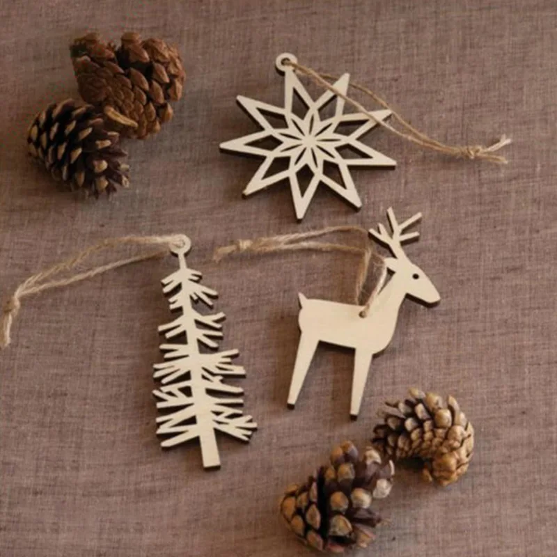

3PCS/Set Christmas Deer&Snowflakes&Tree&Bell Wooden Pendants Hanging Xmas Tree Ornaments Christmas Decoration For Home