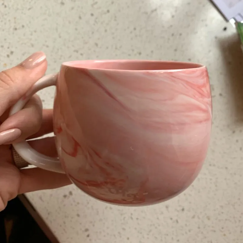 Синий/розовый/серый 400 мл мраморная чашка креативная керамическая кофейная чашка простая парная кружка домашняя неглазурованная Нескользящая чашка для молока живота