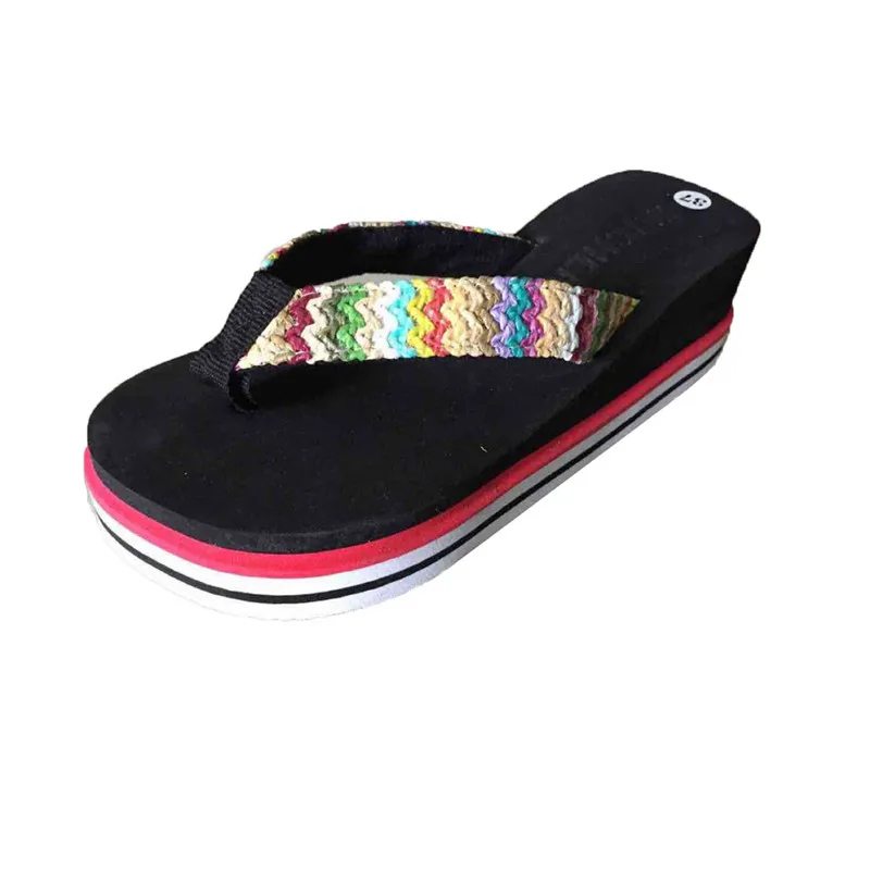 

2018 New Arrival slippers women Summer Soft Wedge Sandals Flip Flops Platform Slippers Beach Shoes