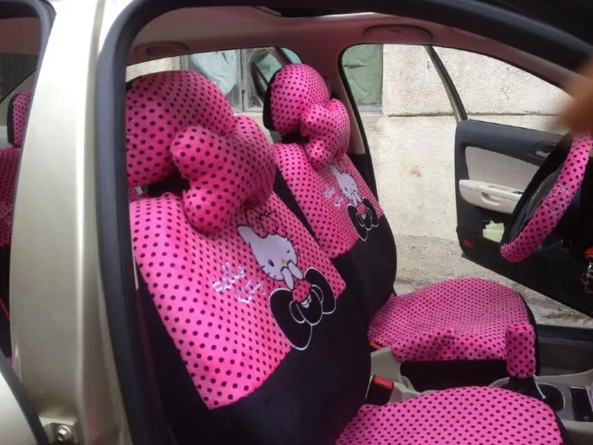 Car Seat Covers Zebra Hello Kitty Cartoon Universal Car Interior 18 Pieces